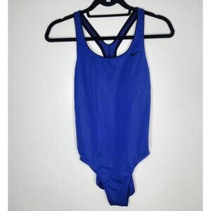 Nike Swimsuit Womens M Blue One Piece Racerback Athletic Training Swim Pool